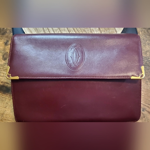 Cartier Log Must de Line Clutch Bordeaux Leather - Picture 1 of 10